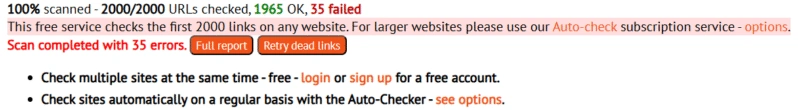 dead link checker 免费账户检测数量限制