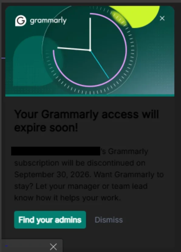 grammarly 给员工弹通知